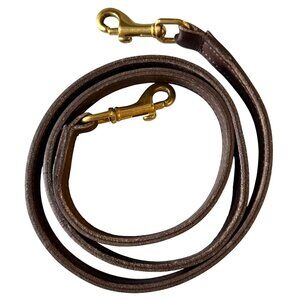 Vintage Replacement Crossbody Strap Dark Brown Leather w/ Brass Hook Ends 47"